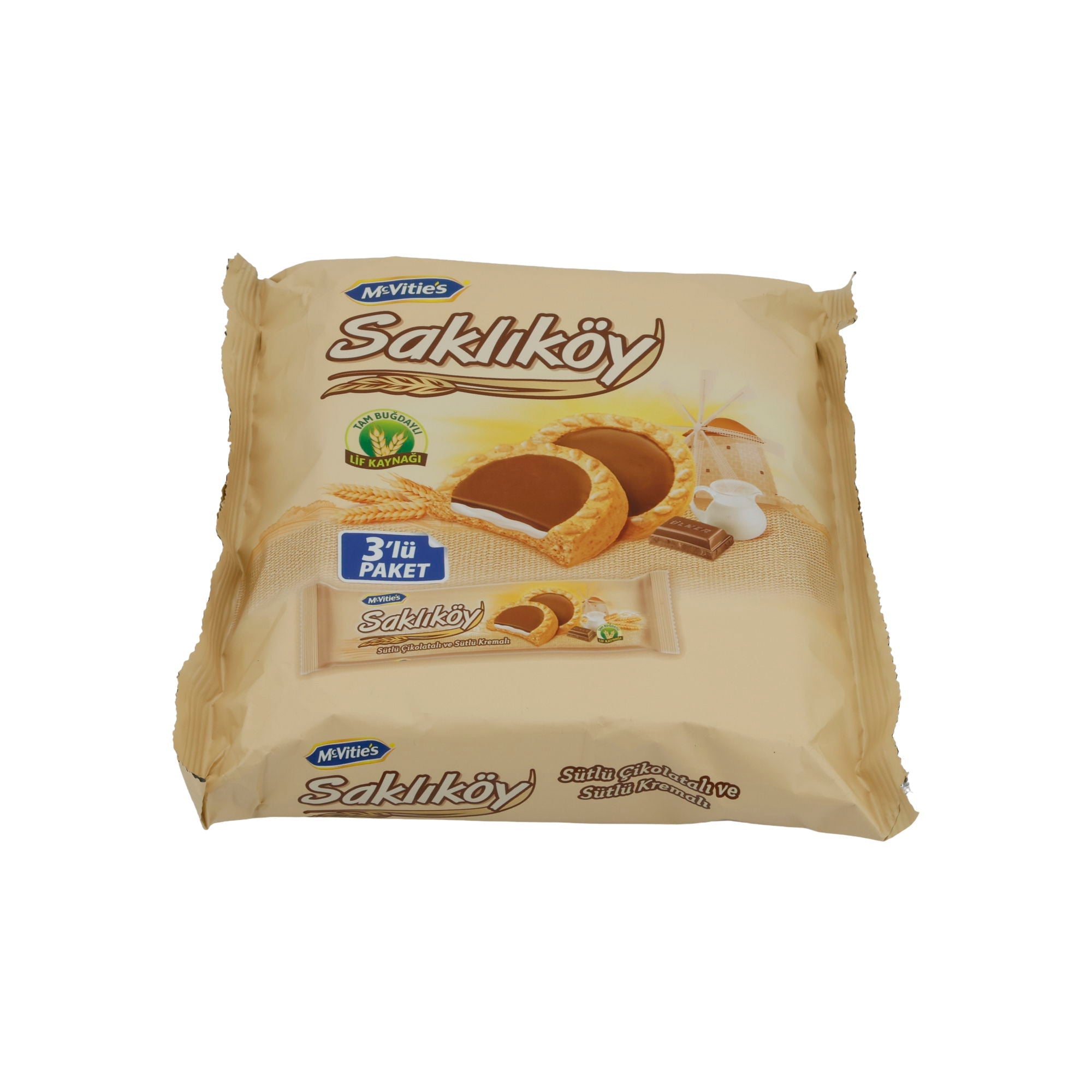 Kekse McVitie’s | Saklıköy Kekse | Vollkornkekse mit Milchcreme- und Schokoladenfüllung | 3er Pack, 300 g MCVITIES